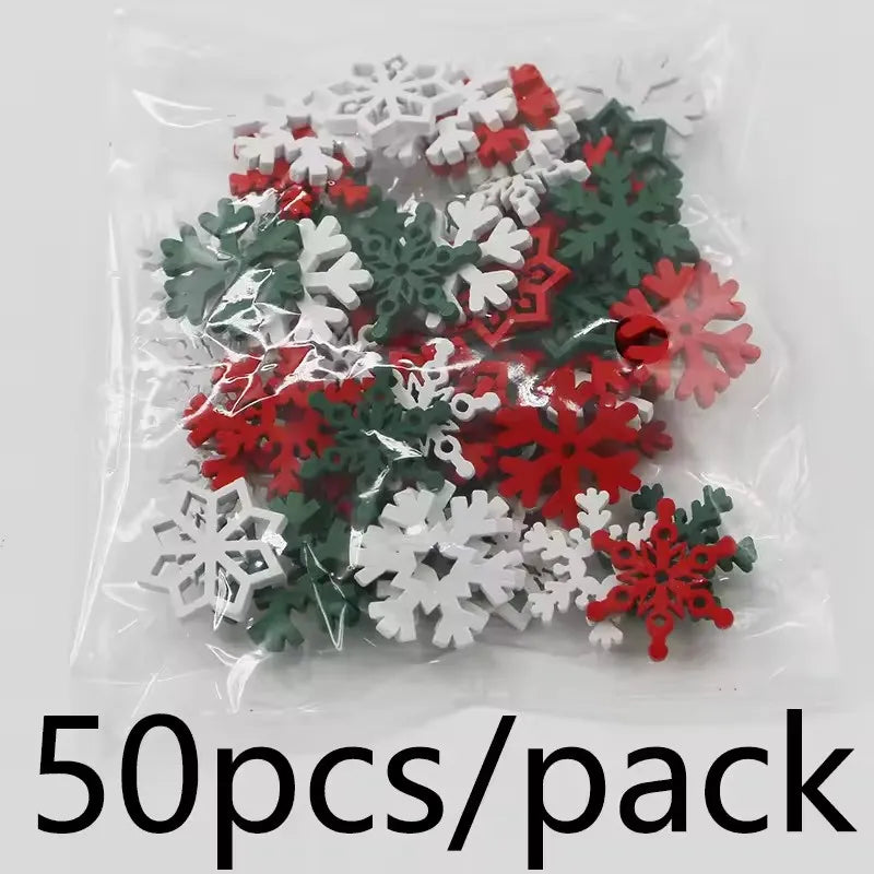 50Pcs 24mm Wooden Snowflake Chips – Christmas DIY Craft Decor Wooden Craft Shapes Babs