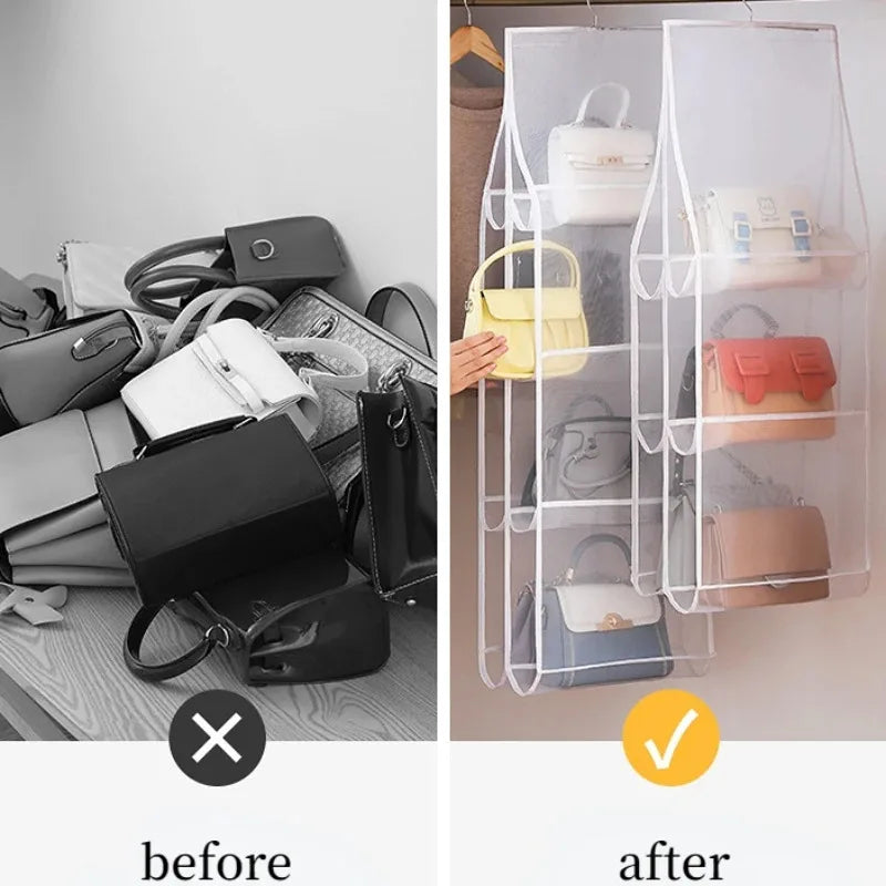 HOMEFISH 4-Layer Hanging Bag Organizer – Dust-Proof Storage Hanging Bag Organizer Babs
