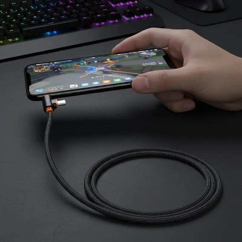240W USB-A to USB-C 90° Elbow Fast Charging Cable 1M–2M USB-C Charging Cable Babs