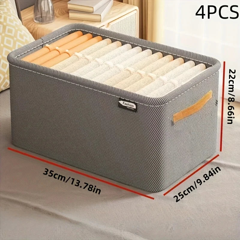 4PCS Large Stackable Storage Boxes – Non-Woven Closet Organizer Stackable Storage Boxes Babs 4PCS
