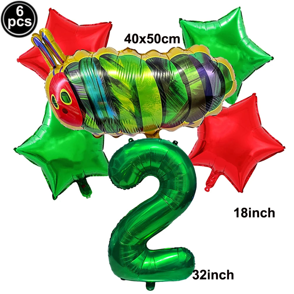 Cartoon Caterpillar Foil Balloon Set – 32" Number Balloons 1–9 Party Foil Balloons Babs Chocolate As pictures show