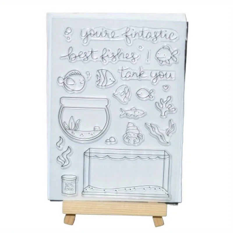 2Pcs Silicone Fish Tank Transparent Stamps for Scrapbooking Craft Stamp Set Babs