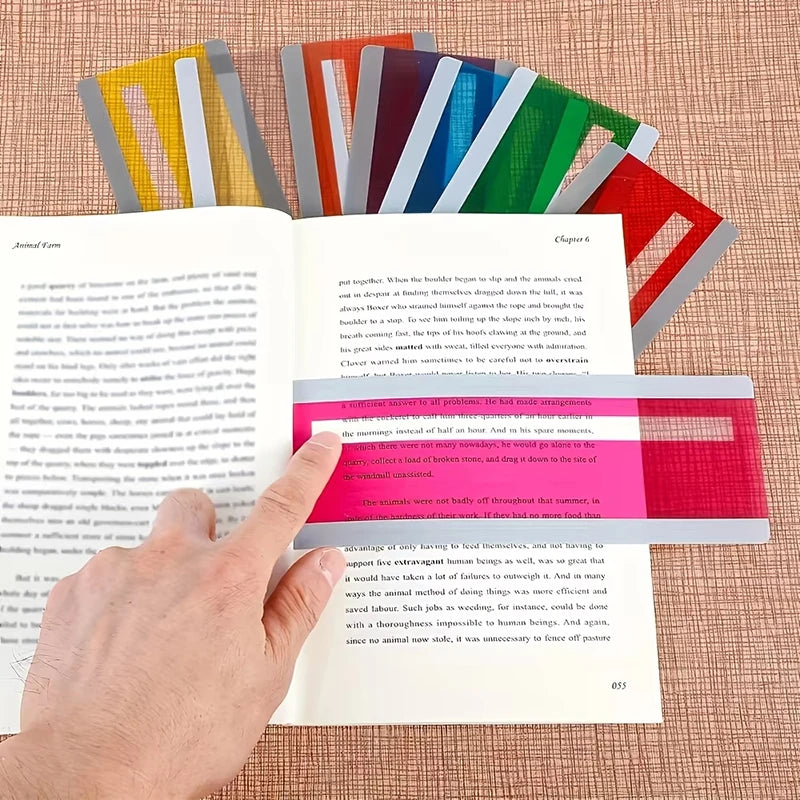 8-Pack Guided Reading Strips Multicolor Highlight Overlays Reading Overlay Strips Babs