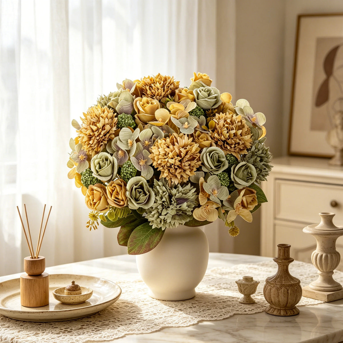 Artificial Rose Chrysanthemum Ball Bouquet – Wedding & Home Decor Artificial Flower Bouquet Babs