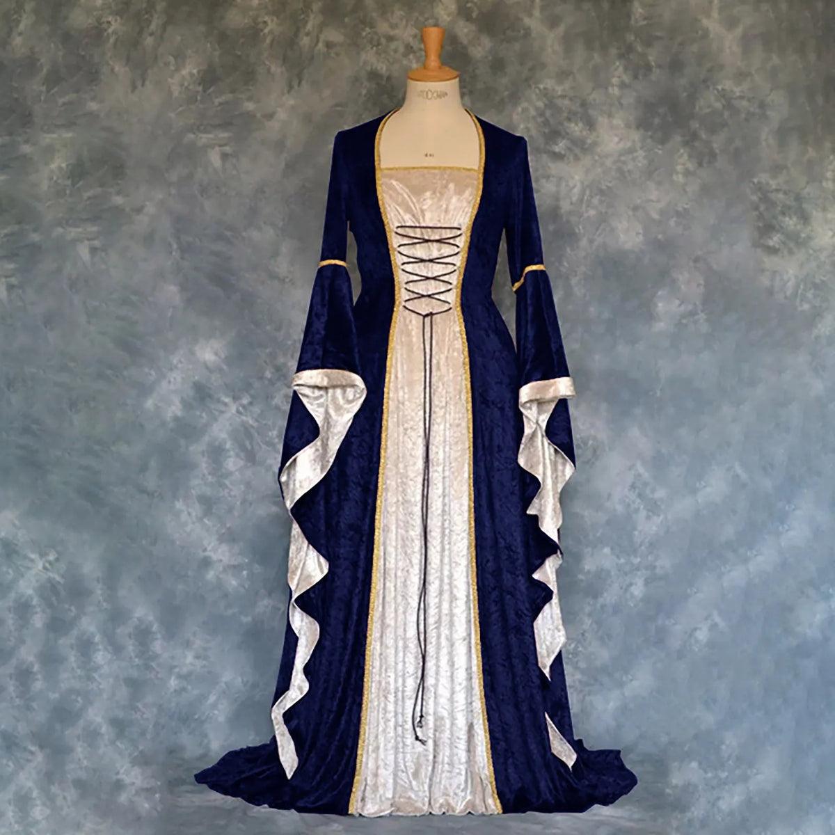 Women's Plus Size Medieval Princess Cosplay Long Dress | Velvet Gown Cosplay Costume Dress Babs Navy XXL