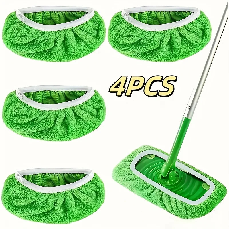 4 Reusable Microfiber Mop Pads – High Absorption & Universal Fit Reusable Mop Pads Babs 4 Packs Green