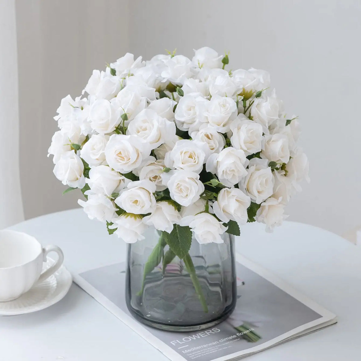 15-Head Silk Rose Artificial Bouquet for Wedding & Home Decor Artificial Flower Bouquet Babs