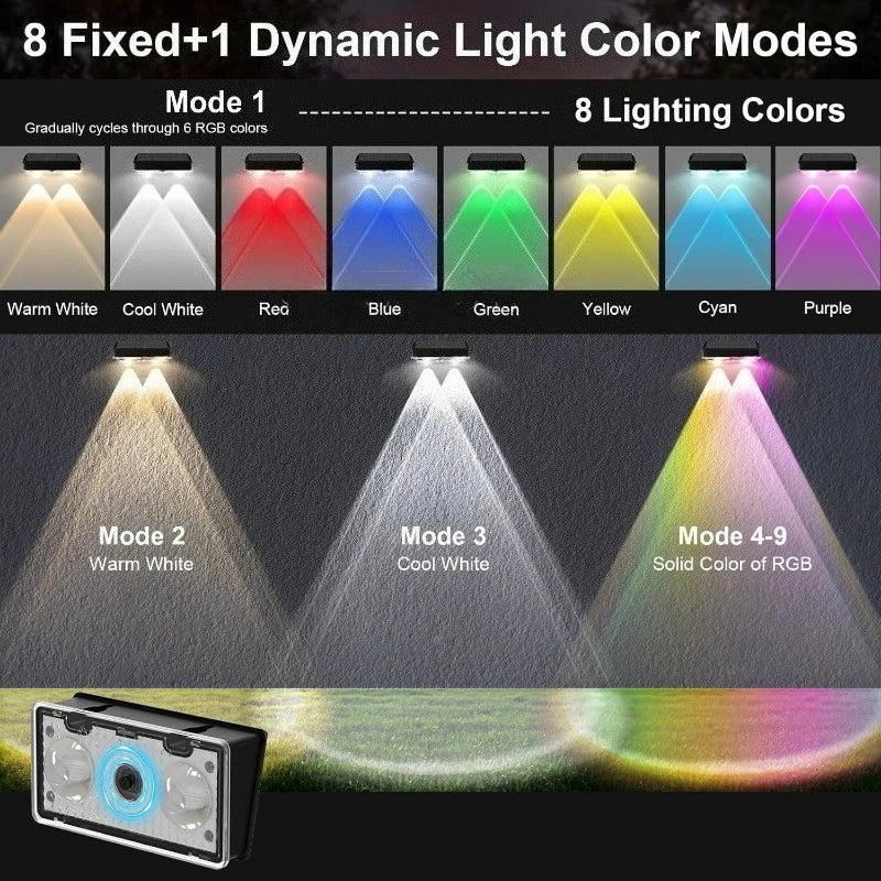Solar LED Wall Lights 4-8PCS | 9 Modes IP65 Waterproof Outdoor Solar Outdoor Light Babs
