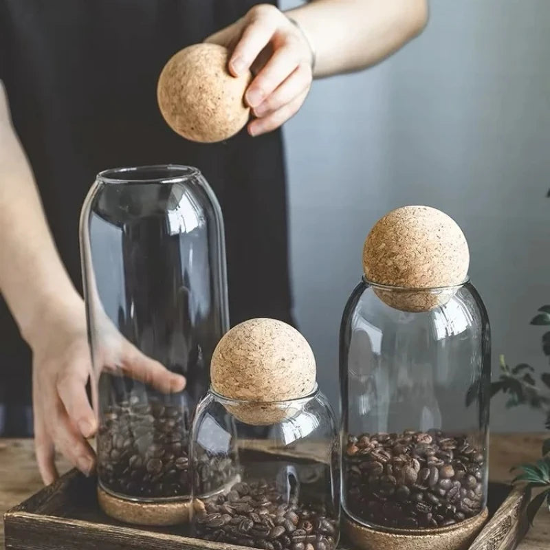 Glass Cork Jar for Coffee Beans, Tea & Dry Food Storage Glass Storage Jar Babs