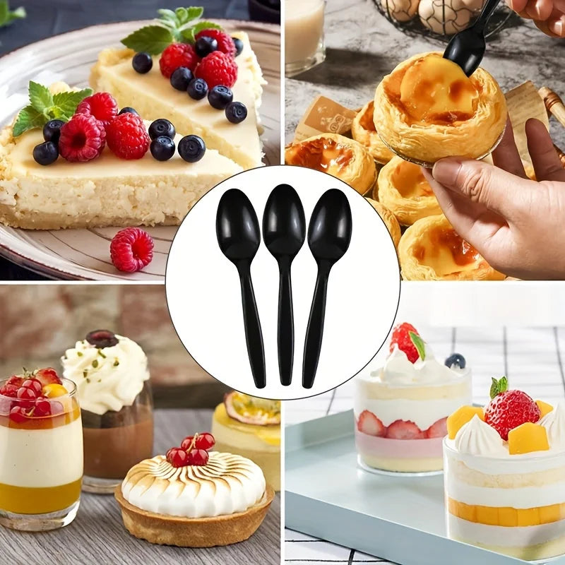 100-Pack Plastic Dessert Spoons for Parties & Buffets Plastic Dessert Spoons Babs