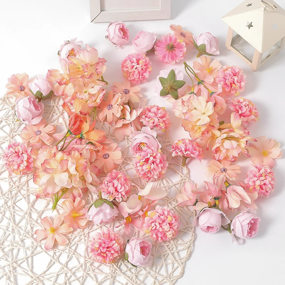 45Pcs Silk Rose & Chrysanthemum Artificial Flowers | Home & Wedding Artificial Flower Set Babs