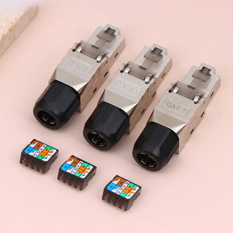 Toolless Shielded RJ45 Plug for Cat8 Cat7 Cat6A – No Crimp Network Connector Babs