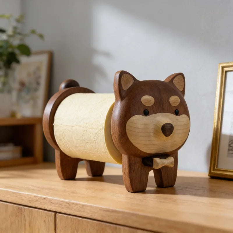 Wooden Puppy Tissue Holder – Desktop Napkin & Paper Rack Tissue Paper Holder Babs