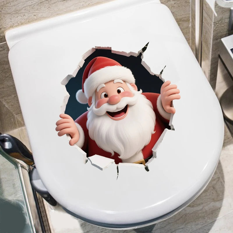 Santa Claus Christmas Toilet Stickers – Xmas Bathroom Decor 2025 Christmas Toilet Sticker Babs