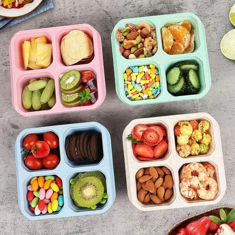 4-Compartment Bento Snack Box – Reusable Divided Lunch Container Bento Lunch Box Babs