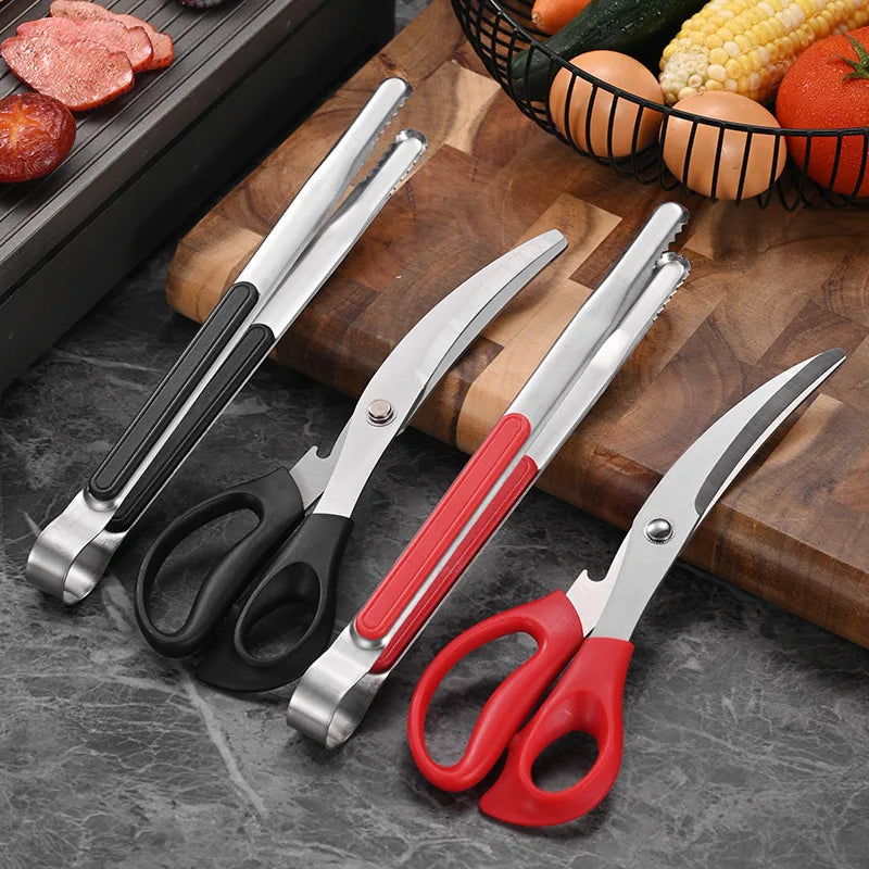 Stainless Steel BBQ Scissors & Tongs Set | Korean Grill BBQ Grill Tool Set Babs