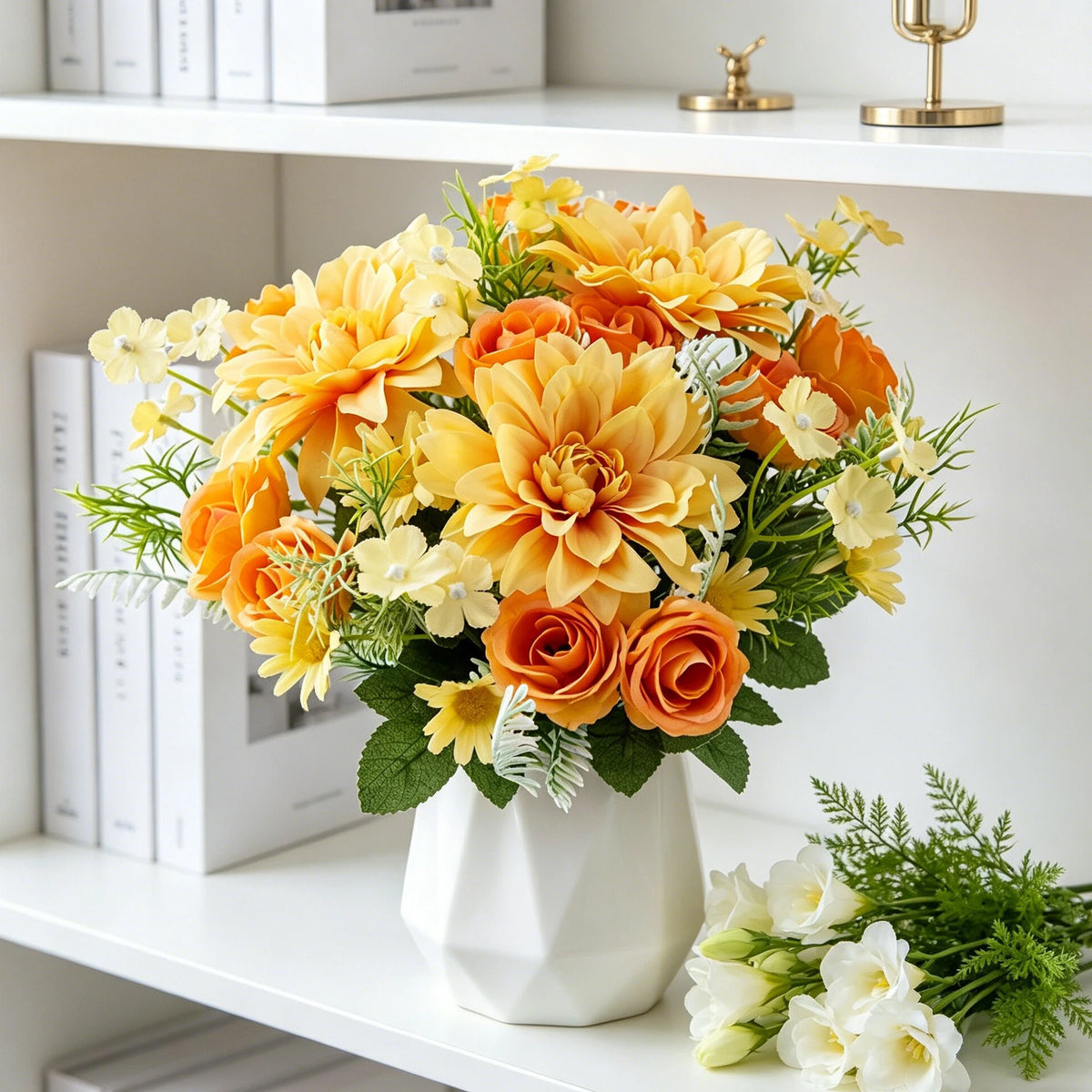 Silk Dahlia Rose Artificial Flower Bouquet – Wedding & Home Artificial Flower Bouquet Babs