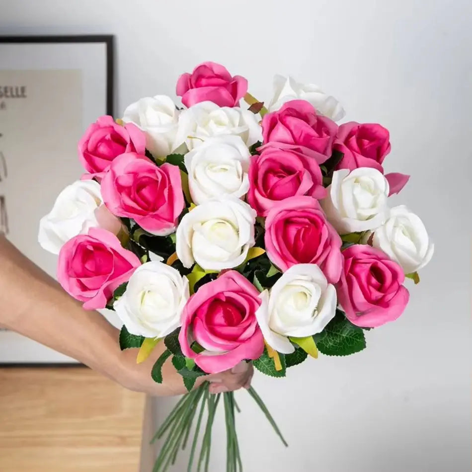 Artificial Silk Rose Bouquet – Wedding & Home Décor, 3–20 Pcs Artificial Flower Bouquet Babs