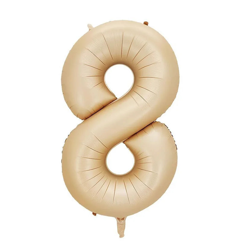 32/40" Cream Foil Number Balloons 1–9 | Party & Wedding Decor Foil Number Balloons Babs Caramel8 40inch
