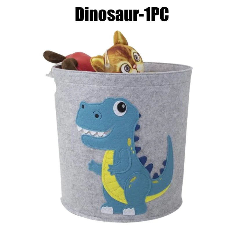 Foldable Cartoon Kids Felt Storage Basket & Toy Organizer Kids Storage Basket Babs Dinosaur-1PC 35x35CM