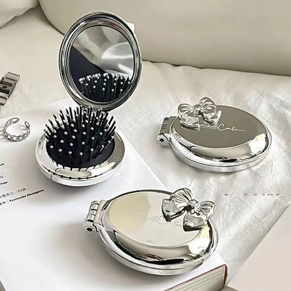 Folding Pocket Mirror & Hair Comb – Portable Travel Accessory Folding Mirror Comb Babs