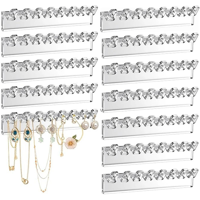 Wall Acrylic Necklace Holder – 8-Hook Jewelry Organizer (3/6 Pcs) Jewelry Wall Organizer Babs