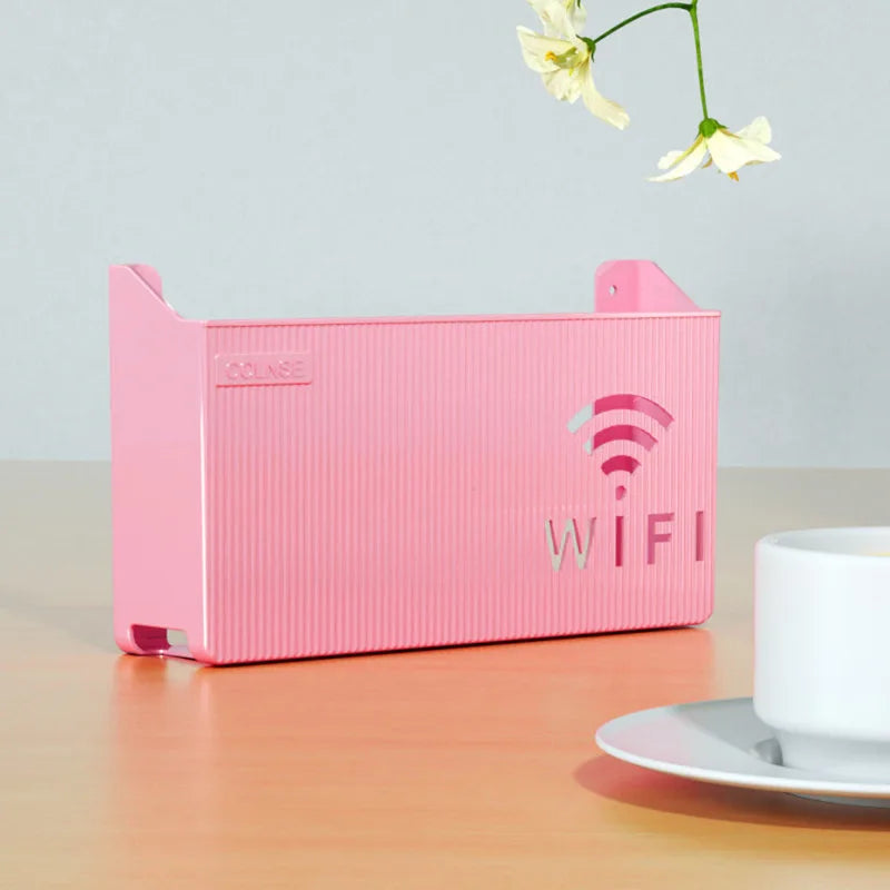 Wall Mounted WiFi Router Rack & Cable Management Storage Box Router Storage Rack Babs Pink