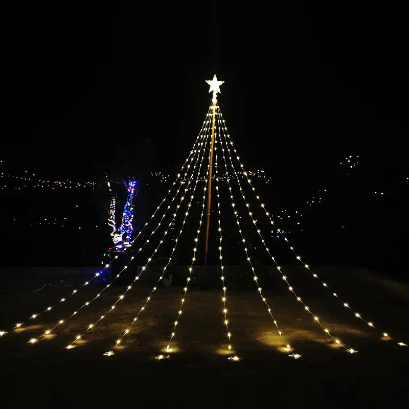 Christmas Tree Topper Star Waterfall Lights with Timer Holiday Fairy Lights Babs
