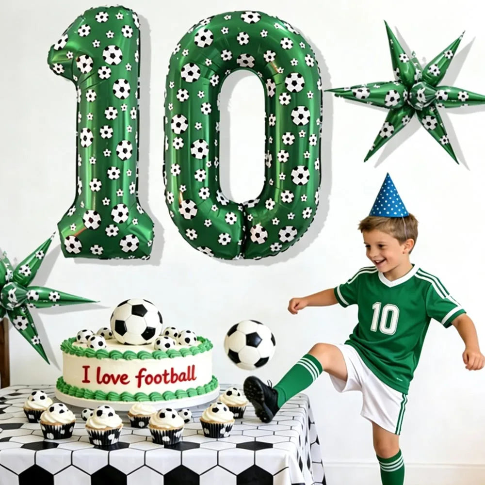 40" Number 10 Soccer Foil Balloon – Kids 10th Birthday Decor Party Foil Balloon Babs