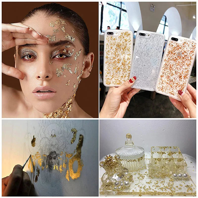 Gold Silver Copper Foil Flakes 3g – Nail Art & DIY Craft Craft Foil Flakes Babs
