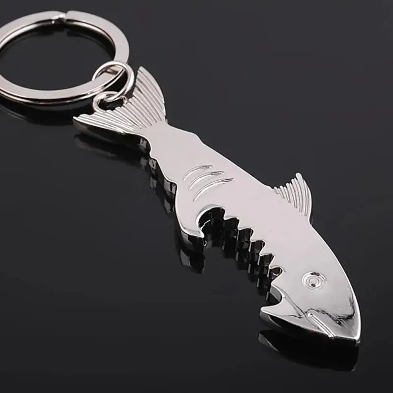Shark Bottle Opener Keychain – Zinc Alloy Silver Key Ring Keychain Bottle Opener Babs