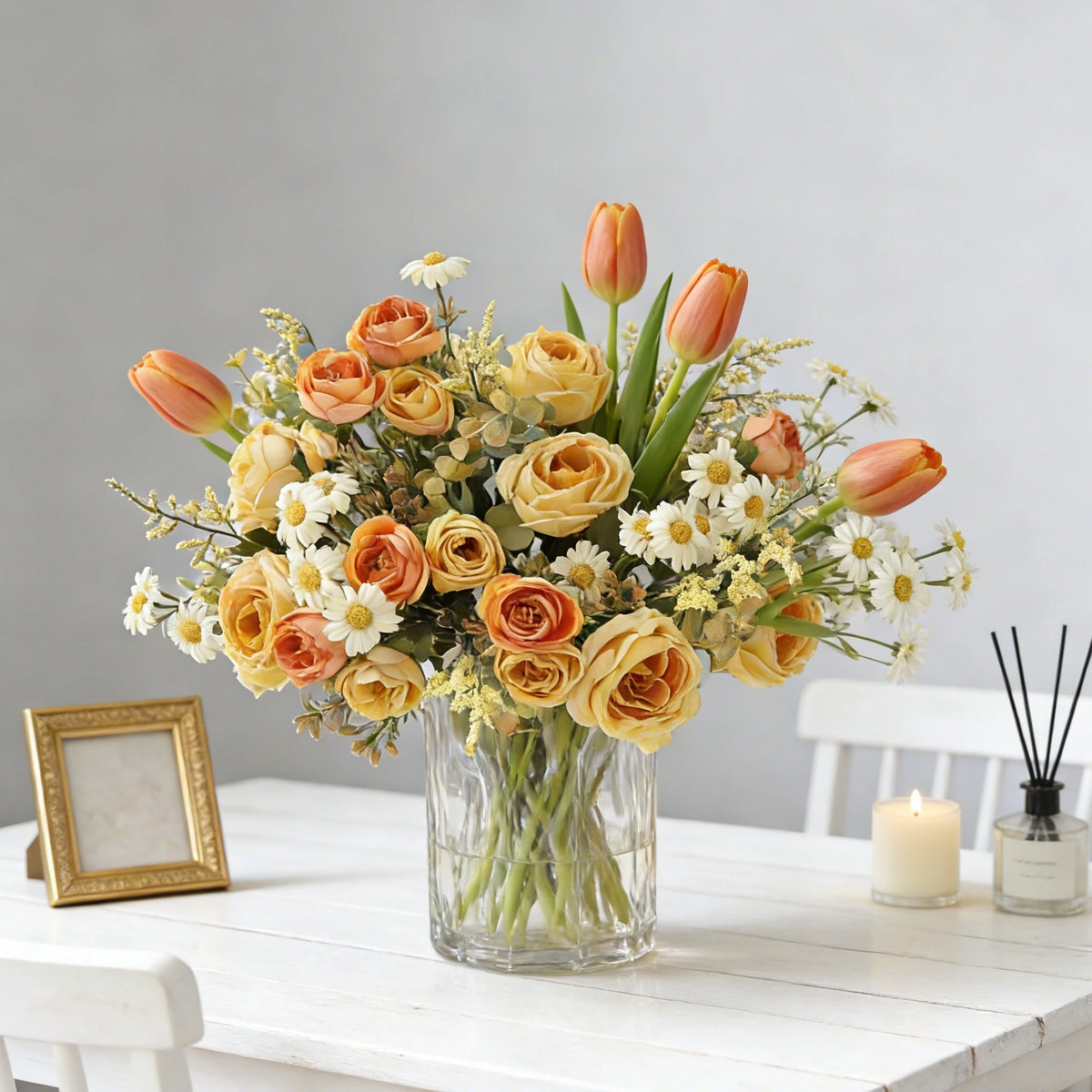 Silk Rose Artificial Flower Bouquet – Wedding & Home Décor Artificial Flower Bouquet Babs