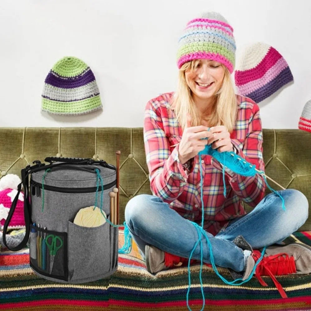Large Yarn Storage Bag – Multi-Pocket Knitting Crochet Tote Yarn Storage Bag Babs