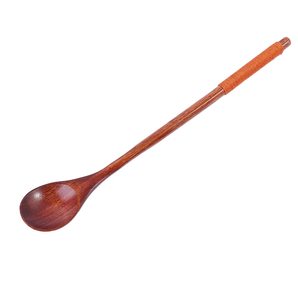 Wooden Long Handle Spoon – Soup, Coffee & Cooking Utensil Wooden Kitchen Spoon Babs B