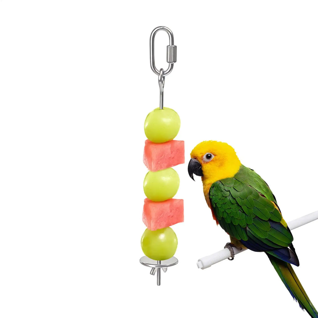 Bird Cage Food Skewer Stainless Fruit Stick Holder for Birds Bird Cage Feeder Babs