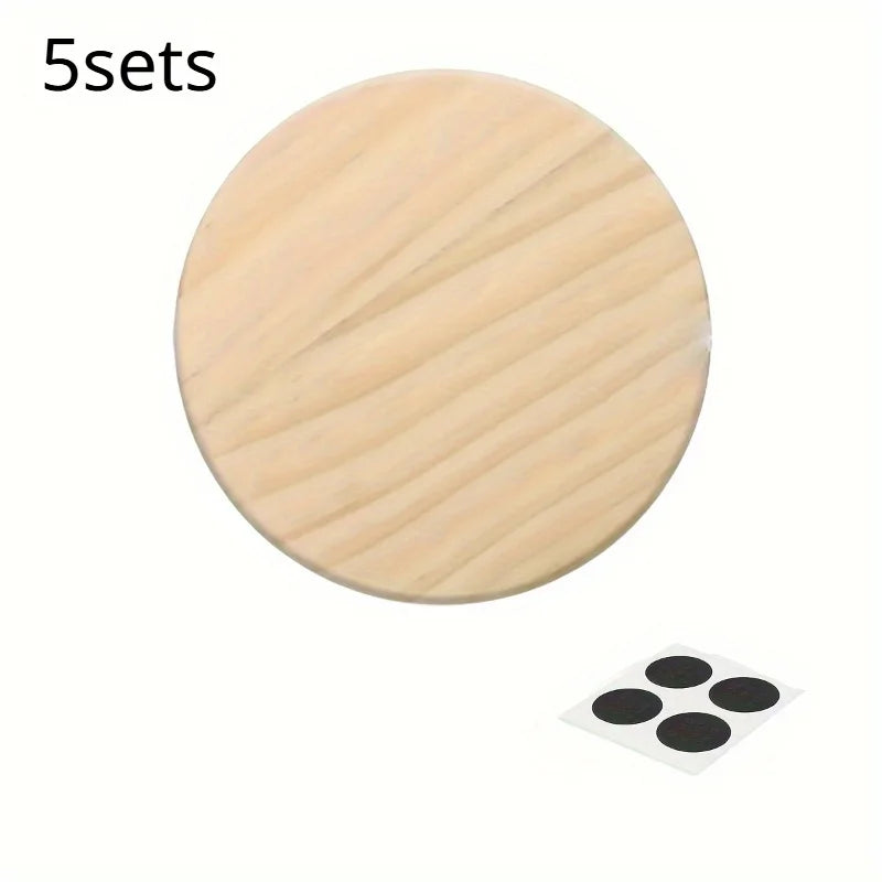 DIY Blank Round Wooden Coaster Set with Handle – Paint & Stain DIY Wood Craft Kit Babs 5sets