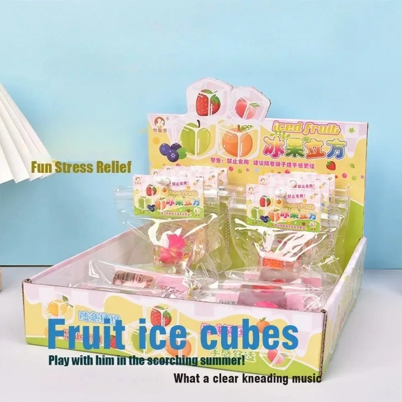 Transparent Cube Fruit TPR Squeeze Toy – Sensory Fidget Gadget Squeeze Fidget Toy Babs