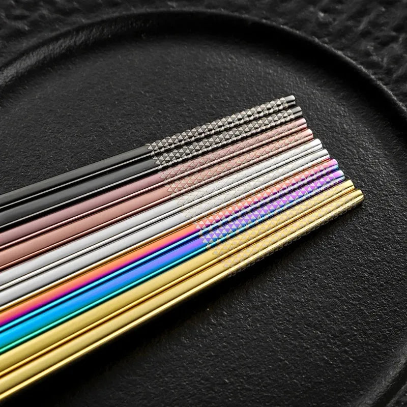 304 Stainless Steel Chopsticks | Laser Dragon Pattern Non-Slip Stainless Steel Chopsticks Babs