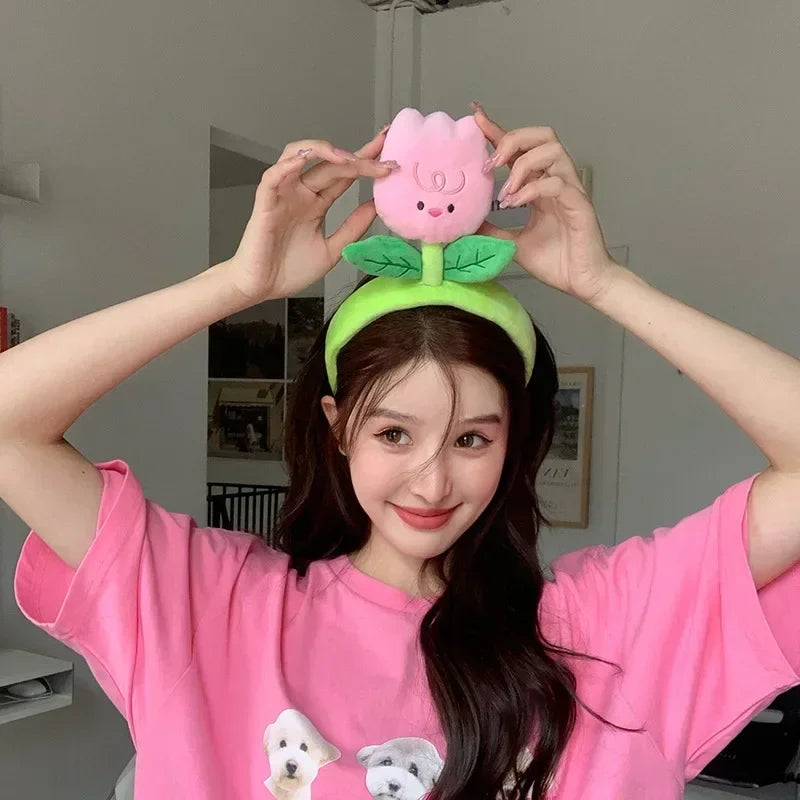 Cute Tulip & Caterpillar Plush Headband | Fun Hair Accessory Plush Headband Babs