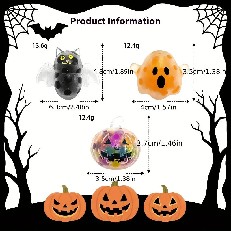 Halloween Squishy Fidget Ball – Pumpkin, Ghost & Bat Squeeze Toy Squishy Fidget Toy Babs