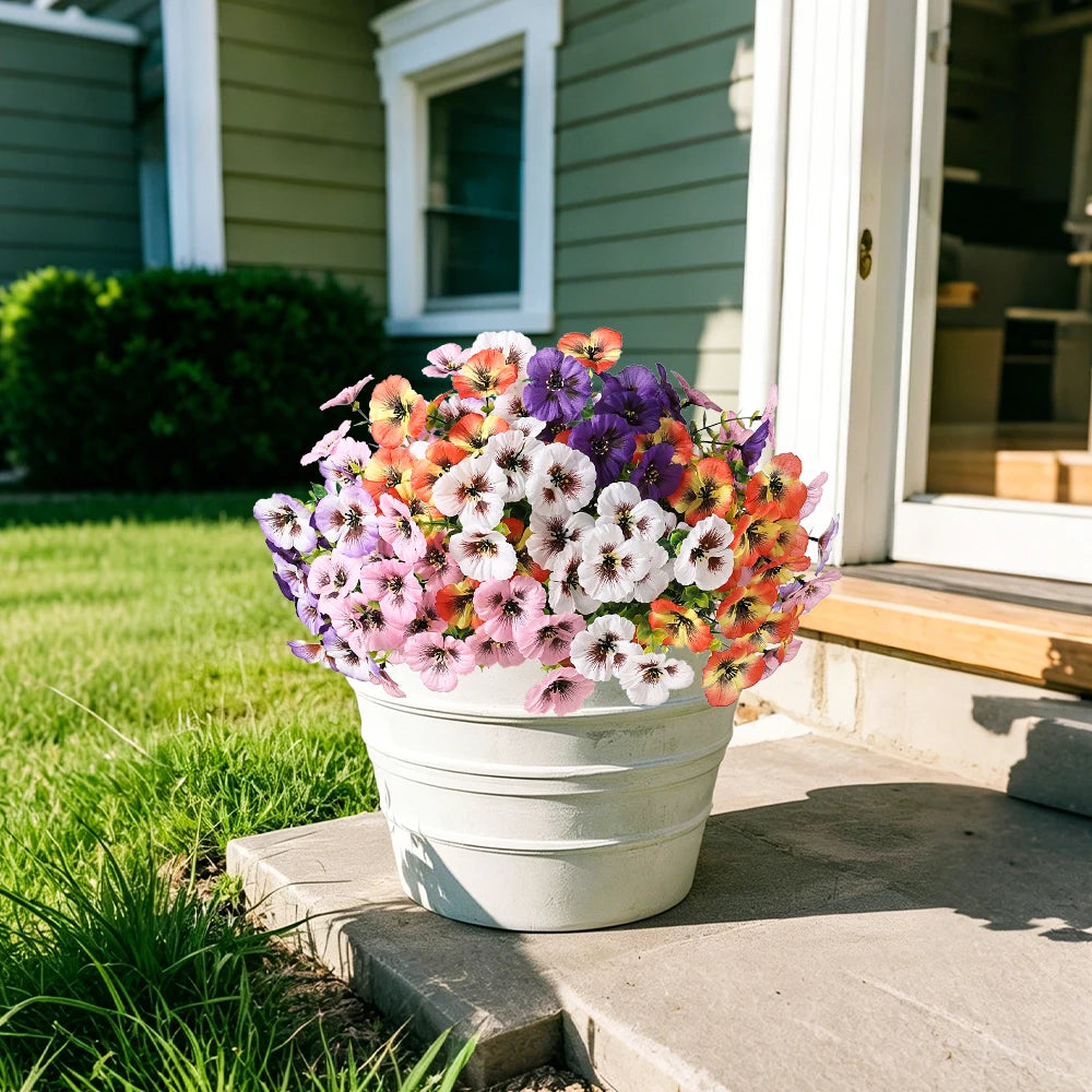 Silk Artificial Pansy Bouquet 35cm | Fake Flowers Home & Wedding Artificial Flower Bouquet Babs