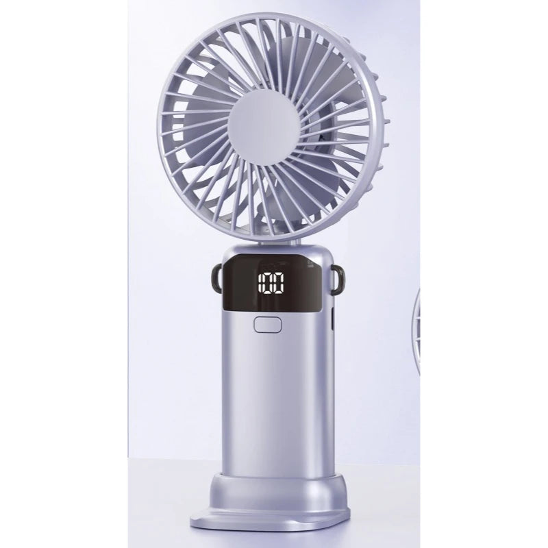 USB Rechargeable Foldable Mini Fan with Digital Display Handheld Mini Fan Babs Light purple