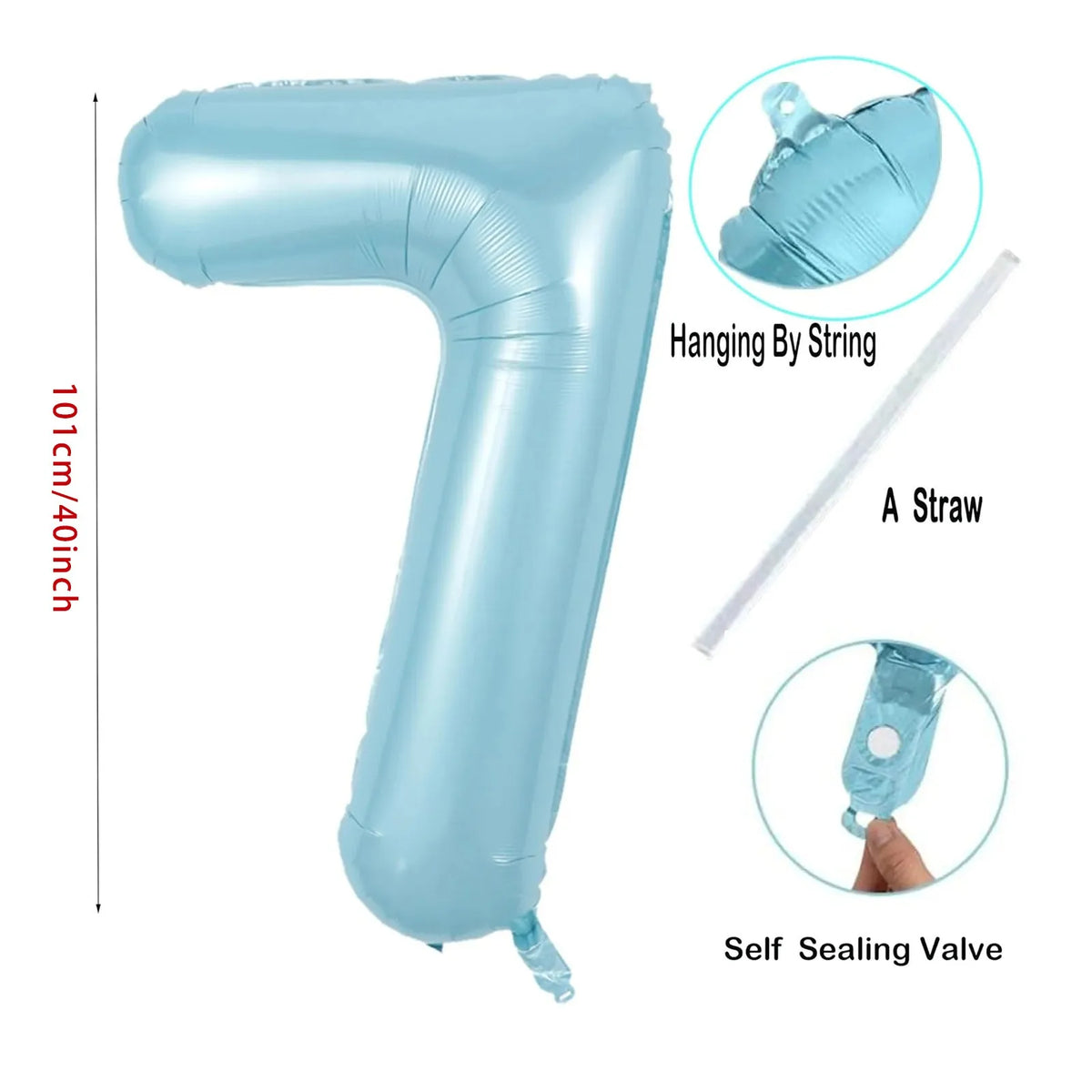 40" Pearl Blue Number Foil Balloons 0–9 | Party Decoration Number Foil Balloon Babs