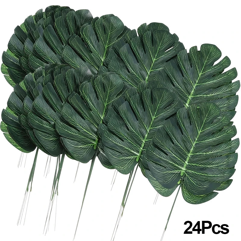 Artificial Turtle Leaves Fake Silk Plants for Home & Party Decor Artificial Leaf Decor Babs 24Pcs
