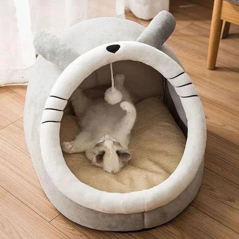 Cartoon Cave Cat Bed – Foldable, Washable, 100% Cotton Cat Cave Bed Babs