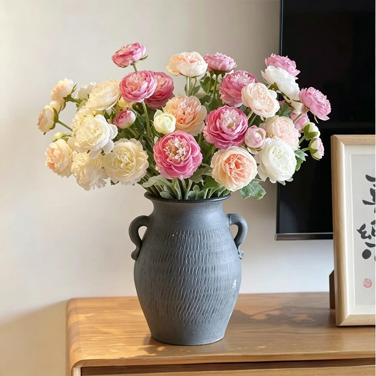 3-Head Artificial Silk Peony Bouquet – Wedding & Home Decor Artificial Flower Bouquet Babs