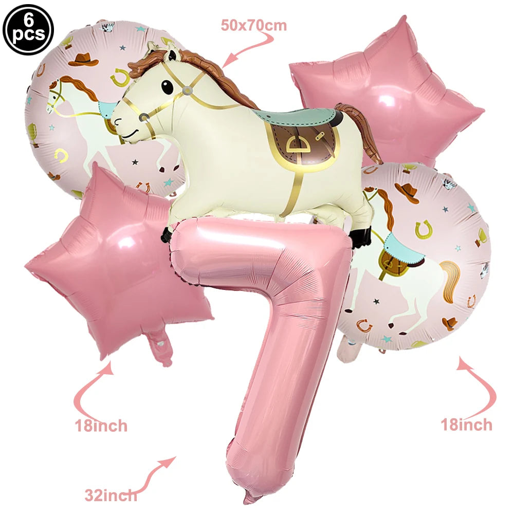 Boho Horse Birthday Party Banner & Foil Balloons Decor Set Party Decoration Set Babs YELLOW