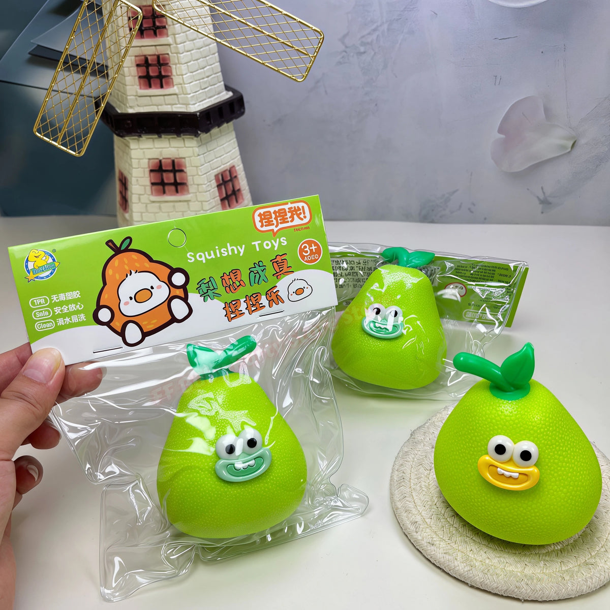 Pear Fruit Squishy Squeeze Pendant – Fidget & Office Decor Squishy Fidget Toy Babs