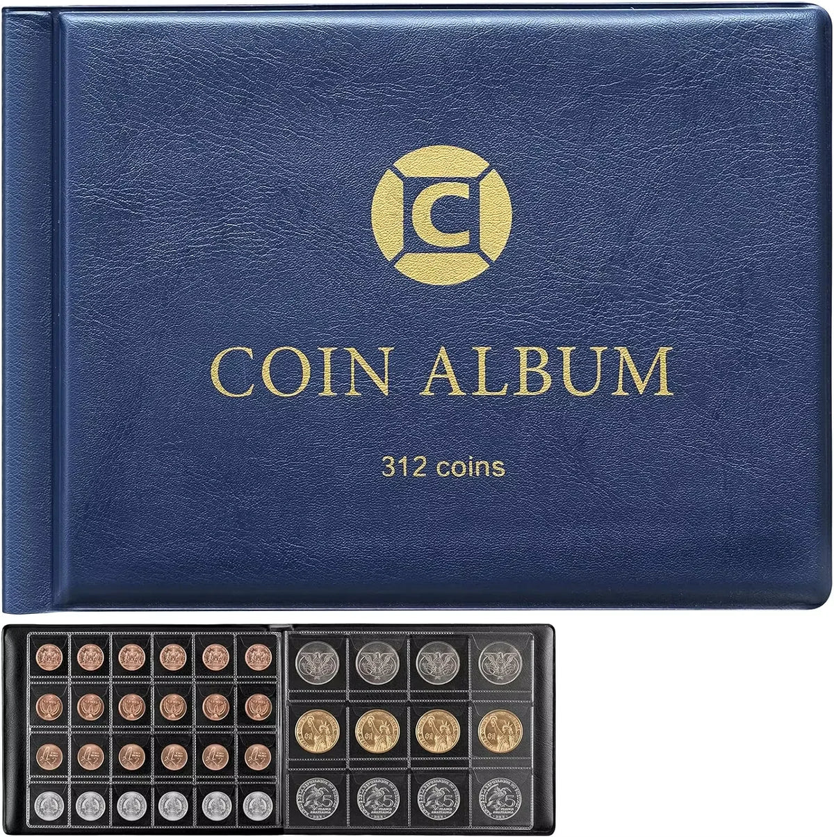 312-Pocket Coin Collection Album Binder – 20–46mm Coins Coin Collection Album Babs blue