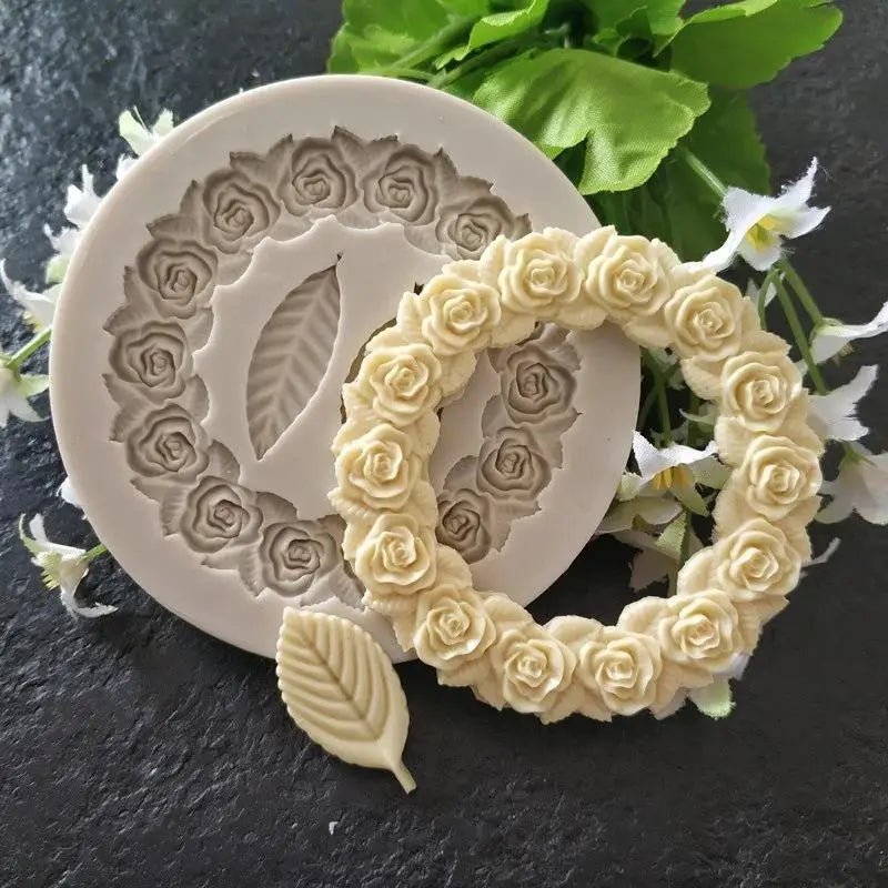 Rose Leaf Border Silicone Mold for DIY Resin Mirror Frames Resin Craft Mold Babs
